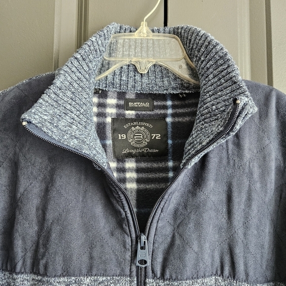 Buffalo David Bitton Mens Sherpa Fleece Lined Zip-Up Sweater Gray XL - Picture 3 of 12